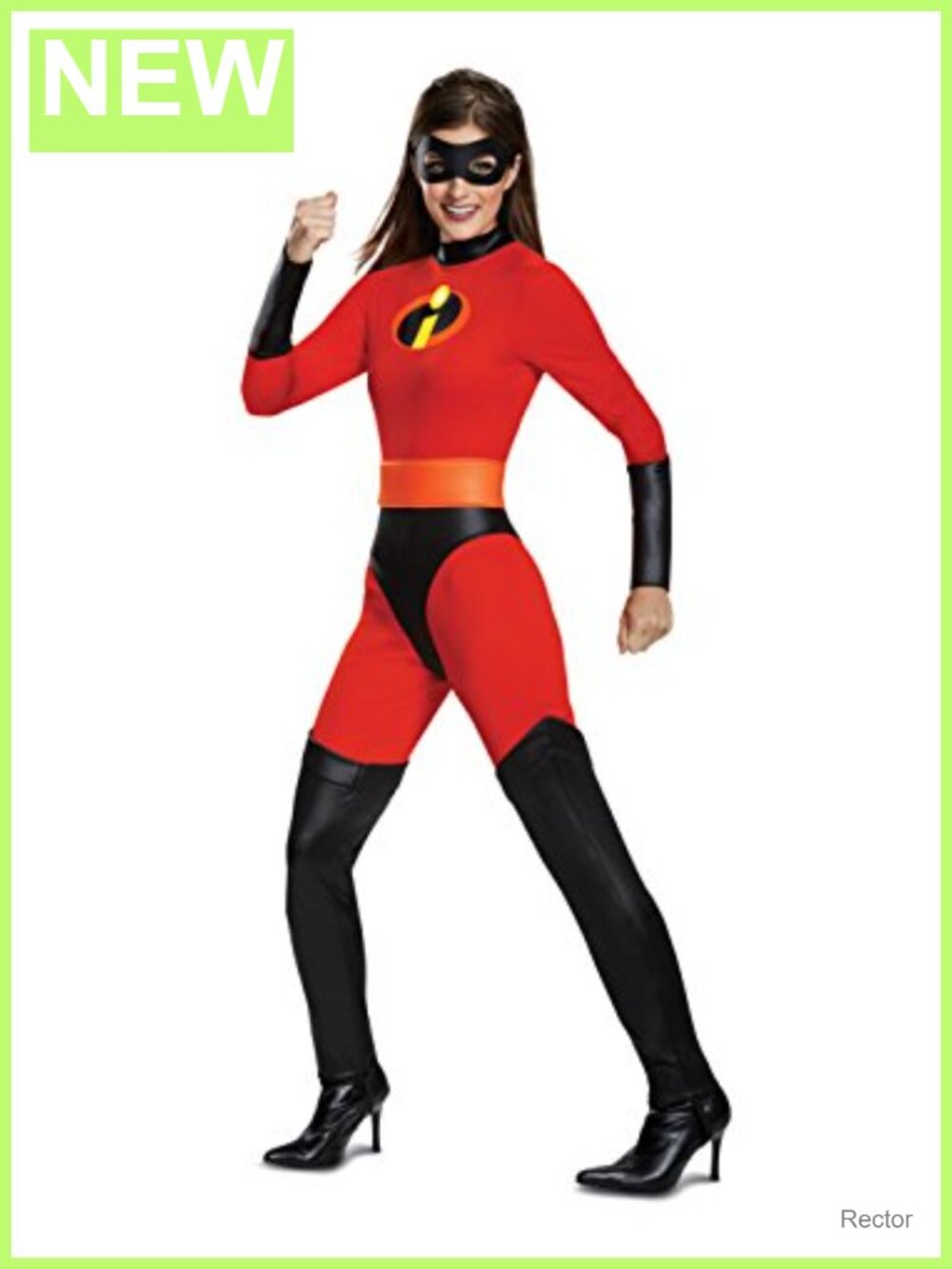 Mrs. Incredible Classic Costume Adult Plus Size Jumpsuit Belt Mask